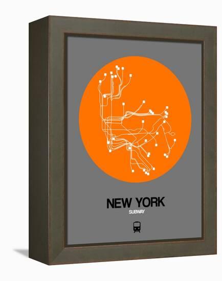 New York Orange Subway Map-NaxArt-Framed Stretched Canvas