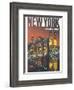 New York - Pan American World Airways - Brooklyn Bridge, Twin Towers-Pacifica Island Art-Framed Art Print