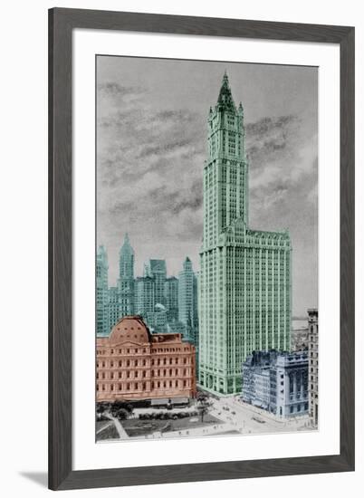 New York Postcard - Woolworth-Chris Dunker-Framed Giclee Print