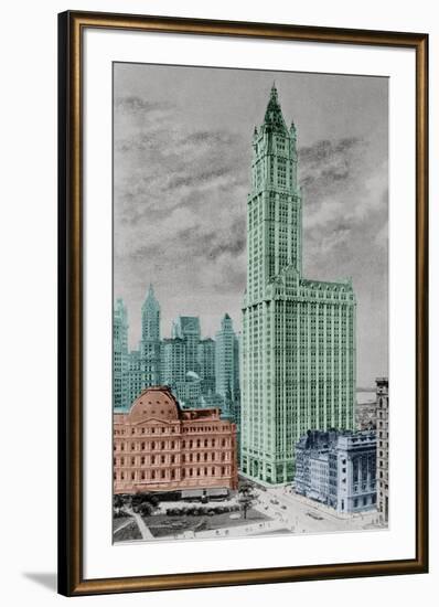 New York Postcard - Woolworth-Chris Dunker-Framed Giclee Print