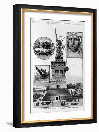 New York - Progress of the Work on Bartholdi's Statue of Liberty, Bedloe's Island. from a Sketch By-null-Framed Giclee Print