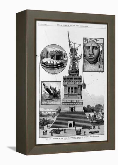 New York - Progress of the Work on Bartholdi's Statue of Liberty, Bedloe's Island. from a Sketch By-null-Framed Premier Image Canvas