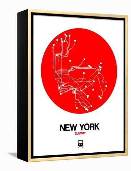 New York Red Subway Map-NaxArt-Framed Stretched Canvas
