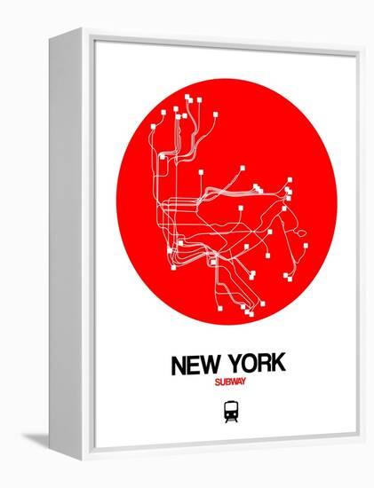 New York Red Subway Map-NaxArt-Framed Stretched Canvas