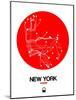 New York Red Subway Map-NaxArt-Mounted Art Print