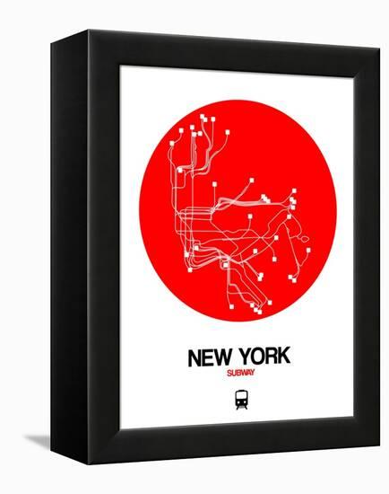 New York Red Subway Map-NaxArt-Framed Stretched Canvas