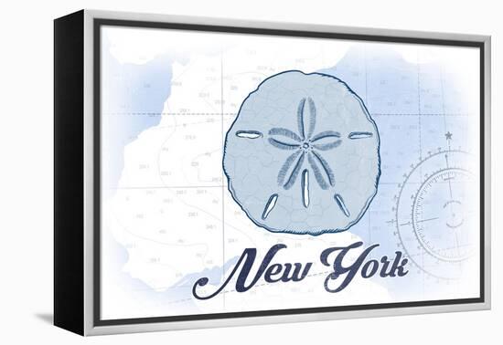 New York - Sand Dollar - Blue - Coastal Icon-Lantern Press-Framed Stretched Canvas