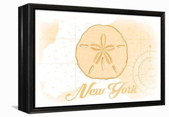 New York - Sand Dollar - Yellow - Coastal Icon-Lantern Press-Framed Stretched Canvas
