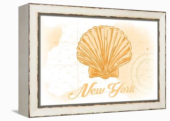 New York - Scallop Shell - Yellow - Coastal Icon-Lantern Press-Framed Stretched Canvas