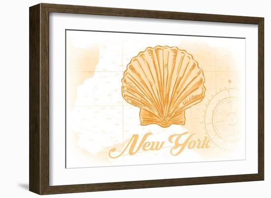 New York - Scallop Shell - Yellow - Coastal Icon-Lantern Press-Framed Art Print