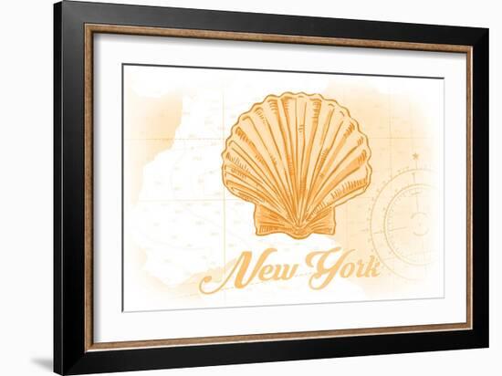 New York - Scallop Shell - Yellow - Coastal Icon-Lantern Press-Framed Art Print