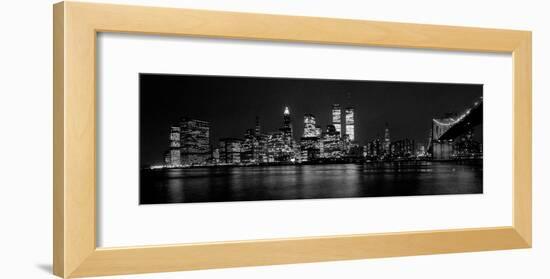 New York Skyline at Night Dominated by the Twin Towers of the World Trade Centre, August 1981-null-Framed Photographic Print