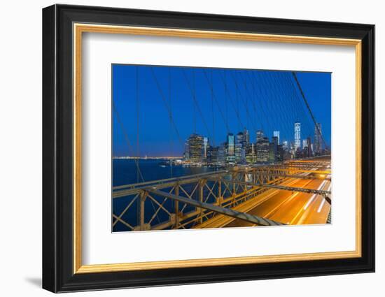 New York Skyline, Manhattan, Brooklyn Bridge over East River-Alan Copson-Framed Photographic Print