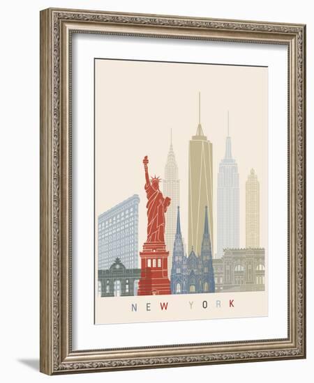 New York Skyline Poster-paulrommer-Framed Art Print