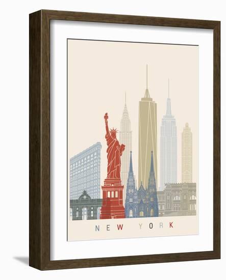 New York Skyline Poster-paulrommer-Framed Art Print