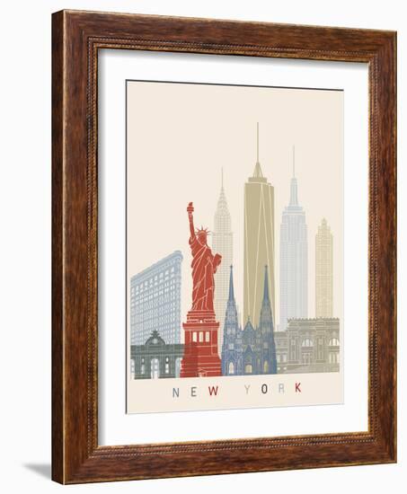 New York Skyline Poster-paulrommer-Framed Art Print