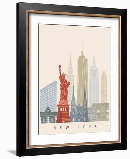 New York Skyline Poster-paulrommer-Framed Art Print