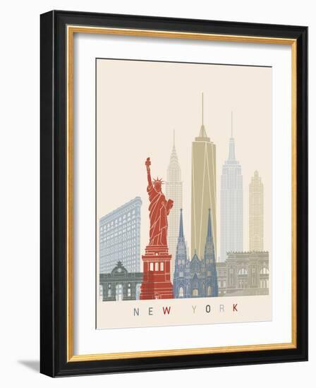 New York Skyline Poster-paulrommer-Framed Art Print