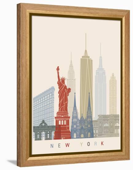 New York Skyline Poster-paulrommer-Framed Stretched Canvas