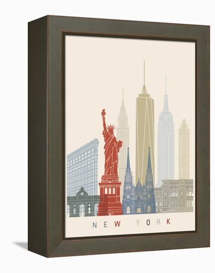 New York Skyline Poster-paulrommer-Framed Stretched Canvas