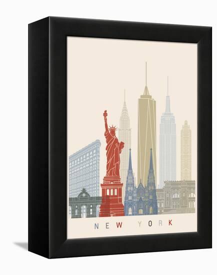 New York Skyline Poster-paulrommer-Framed Stretched Canvas