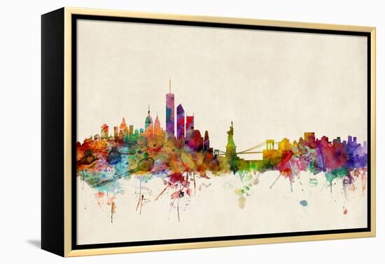 New York Skyline-Michael Tompsett-Framed Stretched Canvas