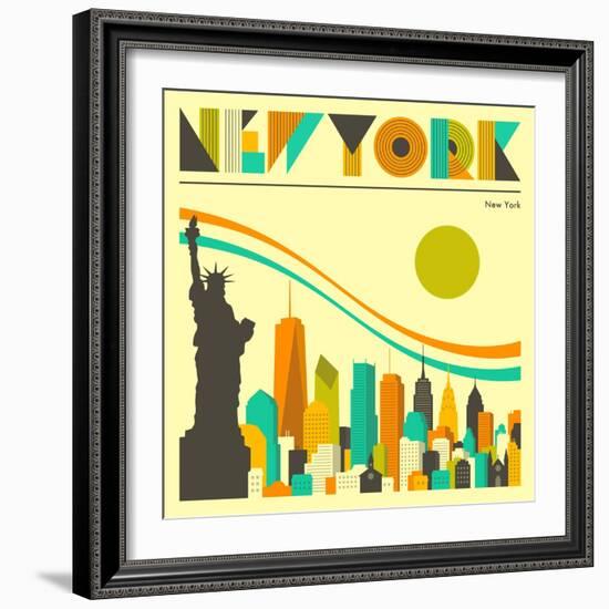 New York Skyline-Jazzberry Blue-Framed Art Print