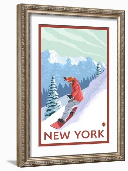 New York - Snowboarder Scene-Lantern Press-Framed Premium Giclee Print