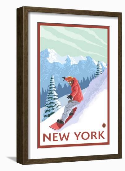 New York - Snowboarder Scene-Lantern Press-Framed Premium Giclee Print