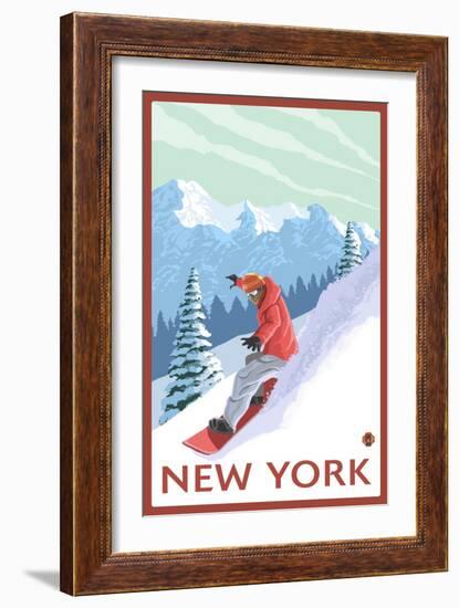 New York - Snowboarder Scene-Lantern Press-Framed Premium Giclee Print