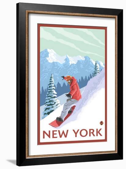 New York - Snowboarder Scene-Lantern Press-Framed Premium Giclee Print