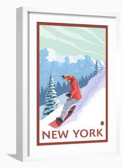 New York - Snowboarder Scene-Lantern Press-Framed Premium Giclee Print