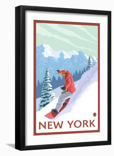 New York - Snowboarder Scene-Lantern Press-Framed Art Print