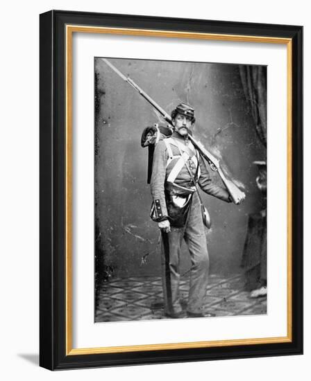 New York State Militiaman with Percussion Rifle-Musket-American Photographer-Framed Giclee Print