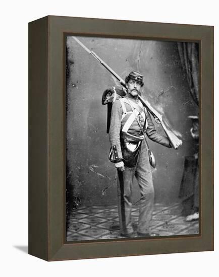 New York State Militiaman with Percussion Rifle-Musket-American Photographer-Framed Premier Image Canvas