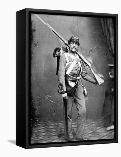 New York State Militiaman with Percussion Rifle-Musket-American Photographer-Framed Premier Image Canvas