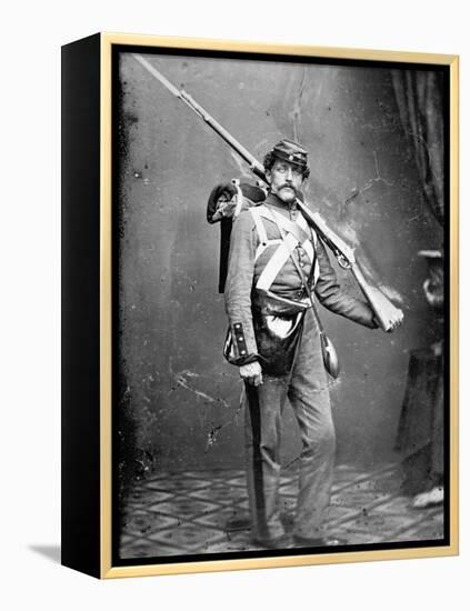 New York State Militiaman with Percussion Rifle-Musket-American Photographer-Framed Premier Image Canvas