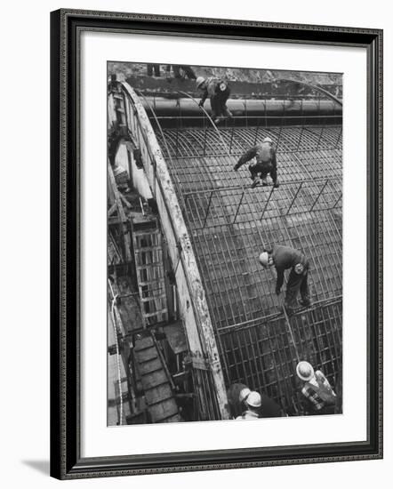 New York State Power Company During Construction of New Hydro-Electric Plant-null-Framed Premium Photographic Print