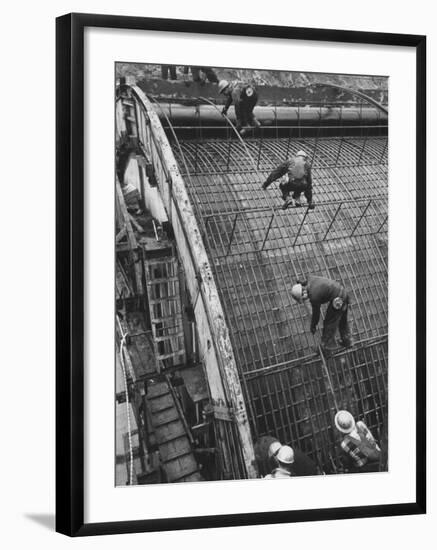 New York State Power Company During Construction of New Hydro-Electric Plant-null-Framed Premium Photographic Print