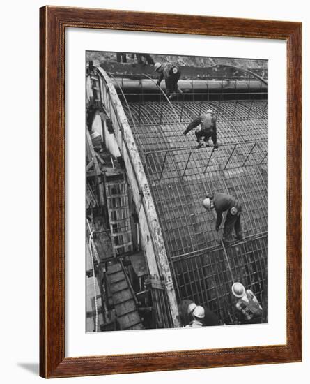 New York State Power Company During Construction of New Hydro-Electric Plant-null-Framed Premium Photographic Print