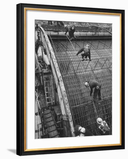 New York State Power Company During Construction of New Hydro-Electric Plant-null-Framed Premium Photographic Print