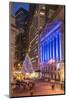 New York Stock Exchange with Christmas tree by night, Wall Street, Lower Manhattan, New York, USA-Stefano Politi Markovina-Mounted Photographic Print