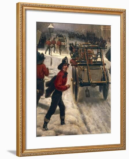 New York Street in 1840 Covered with Snow-null-Framed Giclee Print