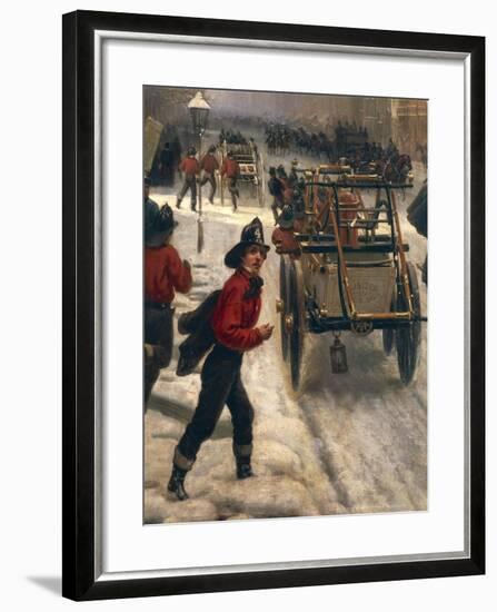 New York Street in 1840 Covered with Snow-null-Framed Giclee Print