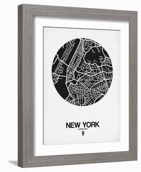 New York Street Map Black and White-NaxArt-Framed Art Print