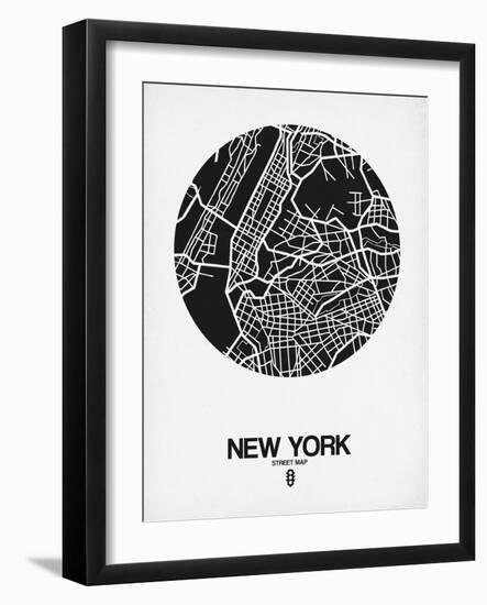 New York Street Map Black and White-NaxArt-Framed Art Print