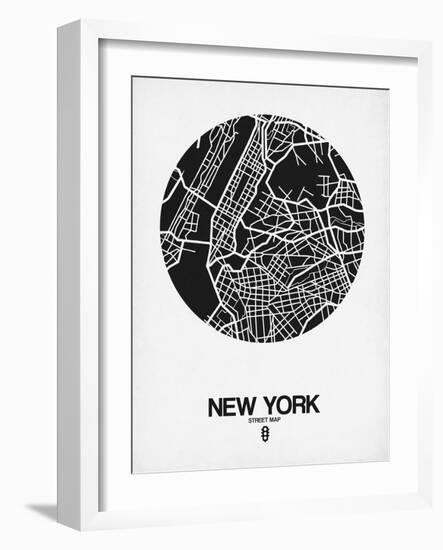 New York Street Map Black and White-NaxArt-Framed Art Print