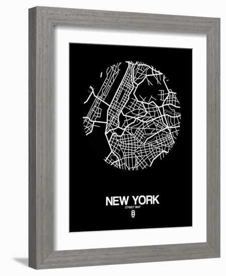 New York Street Map Black-NaxArt-Framed Art Print