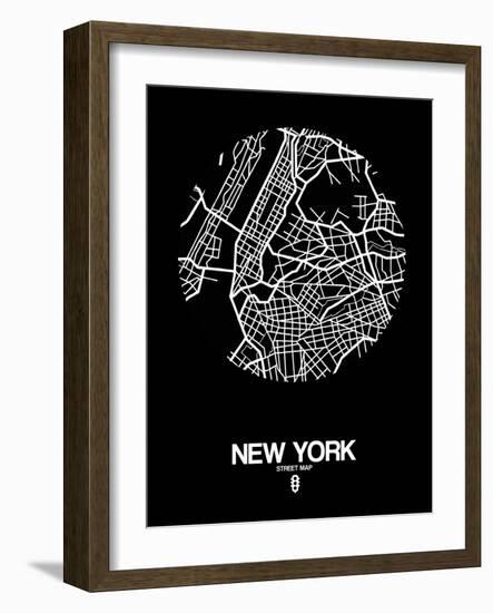 New York Street Map Black-NaxArt-Framed Art Print