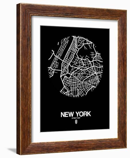 New York Street Map Black-NaxArt-Framed Art Print